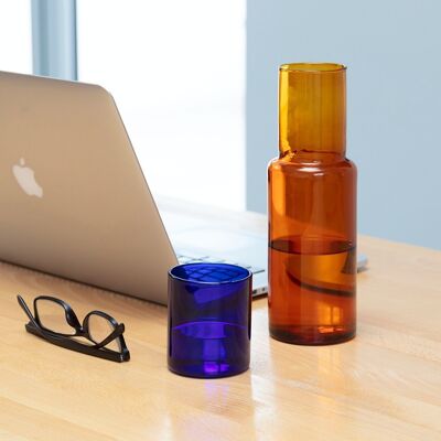 Duo Tone Glass Carafe - Amber and Cobalt