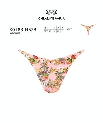 K0183 Bas de Bikini Tanga en forme de V- Imprimé 2