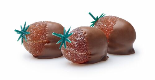 Pâtes de fruits gevormd als aardbeien gedipt in melkchocolade - 900g