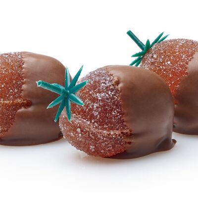 Pâtes de fruits shaped like strawberries dipped in milk chocolate - 900g