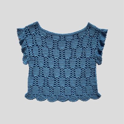 Fraqair Crochet Crop Top Blue