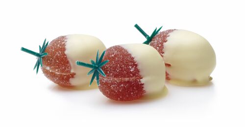 Pâtes de fruits gevormd als aardbeien gedipt in witte chocolade - 900g