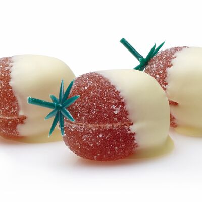 Pâtes de fruits en forme de fraises trempées dans du chocolat blanc - 900g