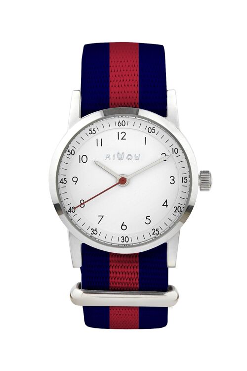 MONTRE ENFANT Millow Classique Rayé Rouge Ludique et personnalisable