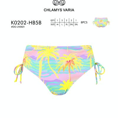 K0202 Bas de bikini taille haute - Imprimé