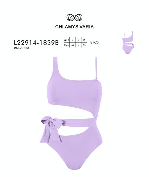 L22914 Asymmetric one piece Swimwear-Solid Color