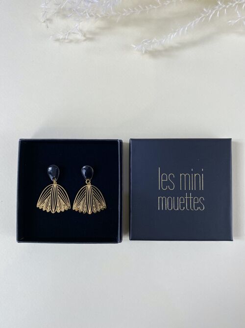 Boucles d'oreilles fleurs Romy noir