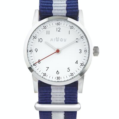 Millow Blue striped children's watch Elegant, fun and customizable