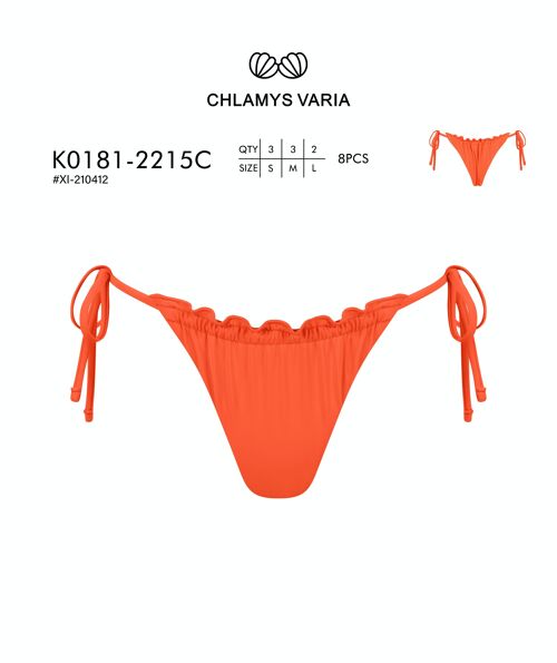 K0181 Brazilian Bikini Bottom with Lettuce Hem-Solid Color