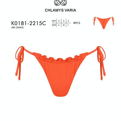 K0181 Brazilian Bikini Bottom with Lettuce Hem-Solid Color