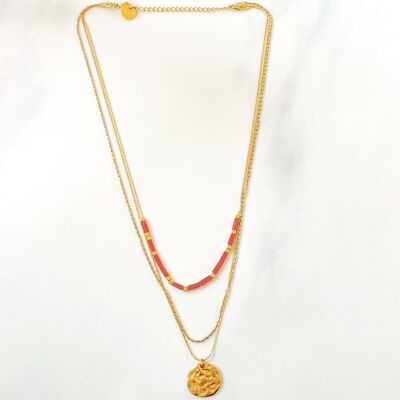 Triple necklace Antic Red
