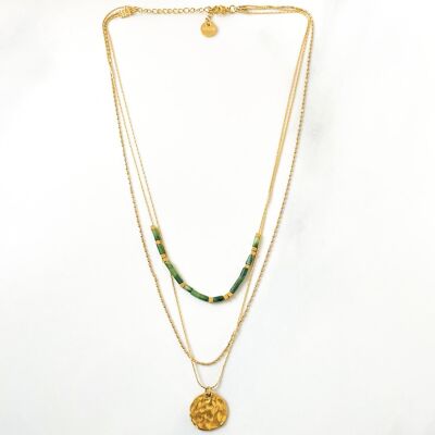 Triple necklace Antic Green