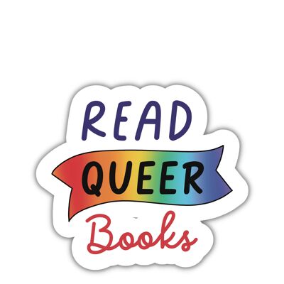 Read queer books  reading vinyl sticker