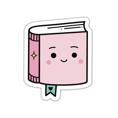 Kawaii happy book  reading vinyl sticker