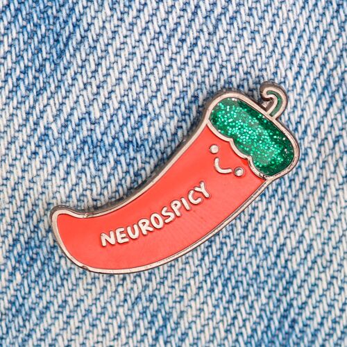 neurospicy  mental health neurodivergent enamel pin