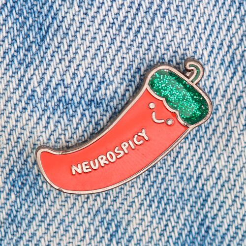 neurospicy mental health neurodivergent enamel pin