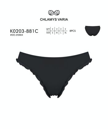 K0203 Soutien-gorge de bikini avec dobladillo de lechuga - Couleur unie 3