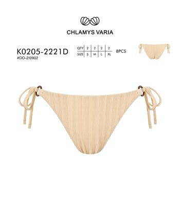 K0205 Bas de bikini avec tissu jacquard texturé et cordons 2