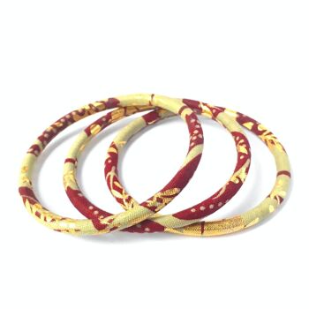 Bracelets en wax rouge bordeaux/beige/doré 1