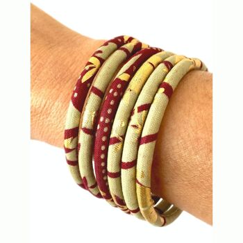 Bracelets en wax rouge bordeaux/beige/doré 3