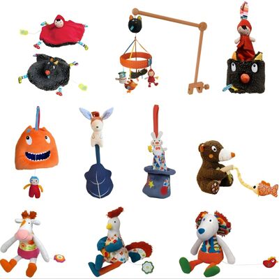 Pack of 10 mechanical musical plush toys without battery. OFFERED: 25 Gift bags + 1 musical Ernesto