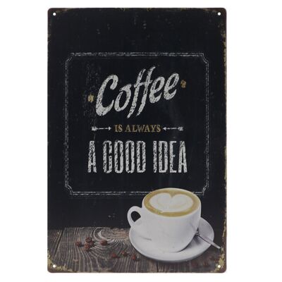 Coffee is a good idea metalen bord 20x30cm