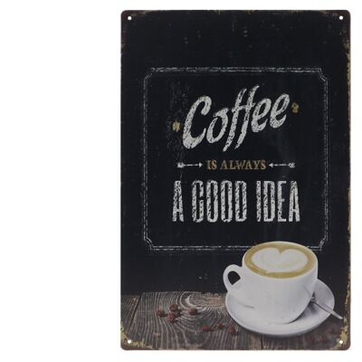 Coffee is a good idea metalen bord 20x30cm
