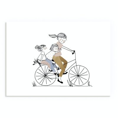Poster di giro in bicicletta di mamma e 2 figlie
