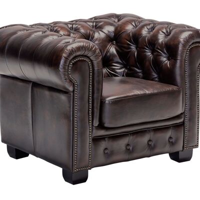 Armchair Chesterfield real leather brown