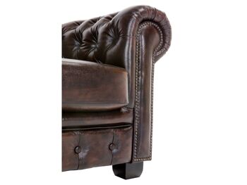 Canapé Chesterfield 2 places cuir véritable marron 3