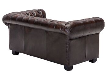 Canapé Chesterfield 2 places cuir véritable marron 5