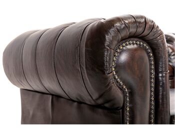 Canapé Chesterfield 2 places cuir véritable marron 7