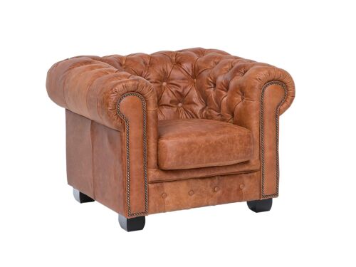 Sessel Chesterfield Echtleder vintage cracker