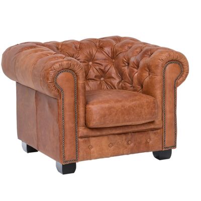 Armchair Chesterfield real leather vintage cracker
