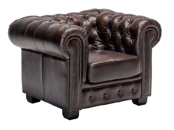 Ensemble canapé Chesterfield marron 2