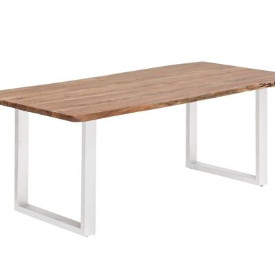 Table à manger Bullwer acacia blanc 170x90 cm