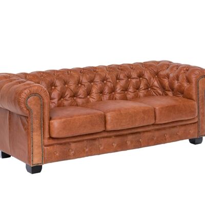 Sofa Chesterfield 3-seater real leather vintage cracker
