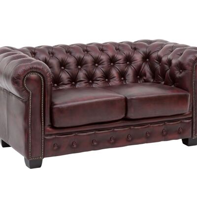 Sofa Chesterfield 2-seater genuine leather red