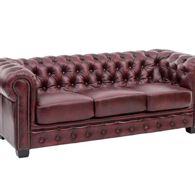 Sofa Chesterfield 3-seater genuine leather red