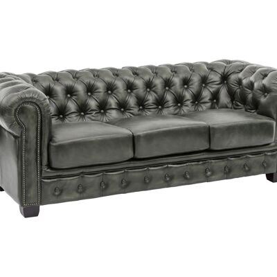 Sofa Chesterfield 3-seater real leather green