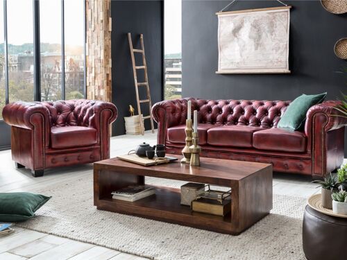 Chesterfield Sofa Garnitur antik rot