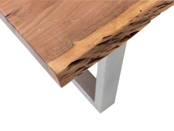 Table à manger Bullwer acacia couleur argent 140x90 cm 3