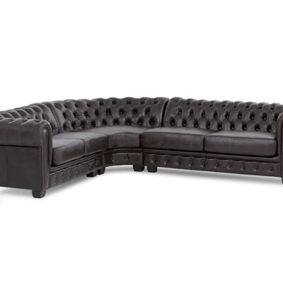 Corner sofa Chesterfield genuine leather I brown