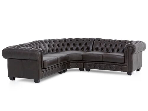 Ecksofa Chesterfield Echtleder braun