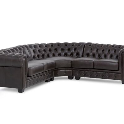 Corner sofa Chesterfield real leather brown