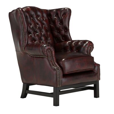 Wing chair Chesterfield Kingsfield genuine leather red