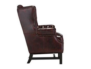 Fauteuil à oreilles Chesterfield Kingsfield cuir véritable rouge 4