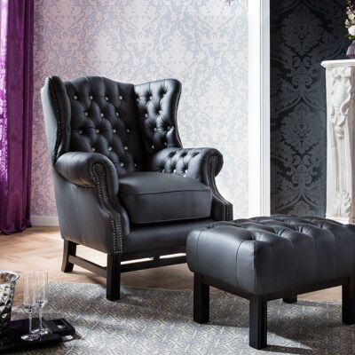 Wing chair Chesterfield Kingsfield black