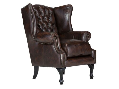 Ohrensessel Chesterfield Pittsfield Echtleder braun