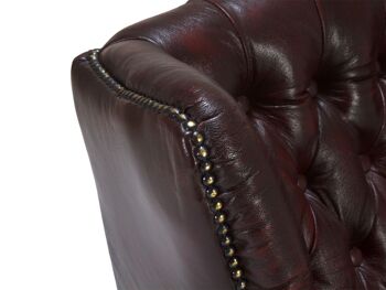 Fauteuil à oreilles Chesterfield Pittsfield cuir véritable rouge 3